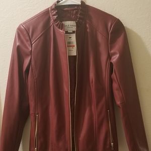 Cole haan Cole Haan Faux Leather Ruffle Collar Jac